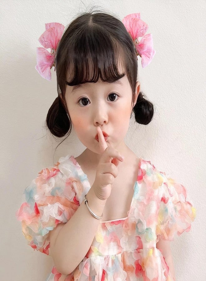 Rannyrena Elegant Lace Hair Bows for Girls Handmade Bowknot Hairpins with Heart Crystal Wedding Birthday Hair Accessories for Baby Infants Toddlers Kids (Pink) - Image 4